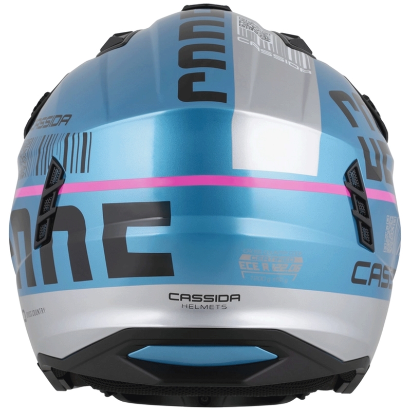 Kask motocyklowy modułowy Cassida Cross Country Code perłowo-niebiesko-srebrno-różowo-czarny