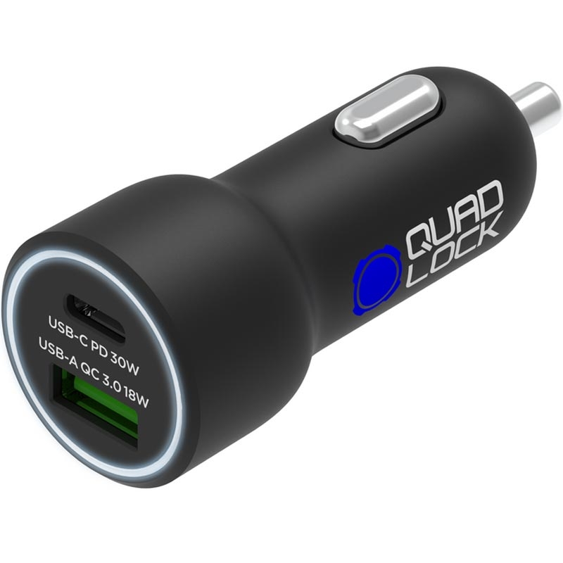 Ładowarka samochodowa Quad Lock® 48 W USB-C PD + USB-A QC 3.0, czarna
