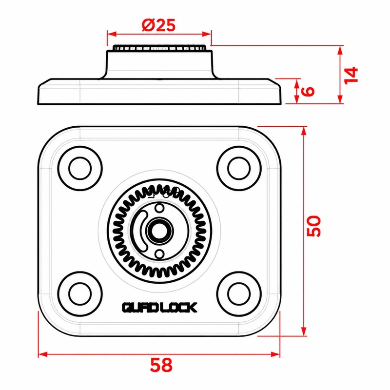 Quad Lock® 360 Płaska podstawa Czarna