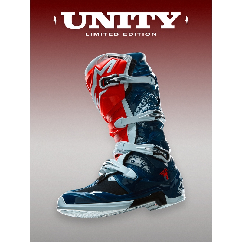 Buty motocrossowe Alpinestars TECH 7 UNITY czerwono-biało-niebieskie