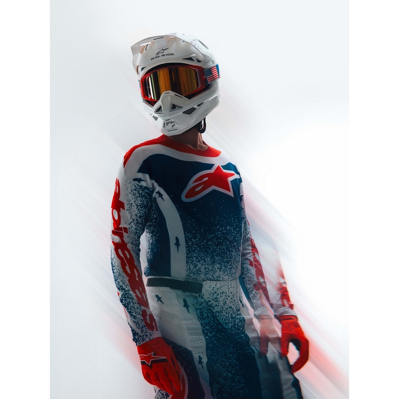 Koszulka motocrossowa Alpinestars Techstar w limitowanej edycji Unity w kolorze czerwono-biało-niebieskim