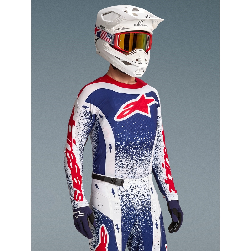 Koszulka motocrossowa Alpinestars Techstar w limitowanej edycji Unity w kolorze czerwono-biało-niebieskim