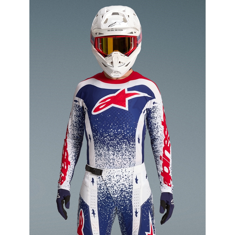 Koszulka motocrossowa Alpinestars Techstar w limitowanej edycji Unity w kolorze czerwono-biało-niebieskim