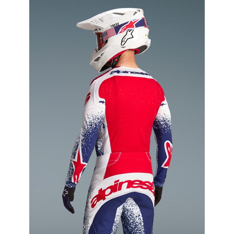 Koszulka motocrossowa Alpinestars Techstar w limitowanej edycji Unity w kolorze czerwono-biało-niebieskim