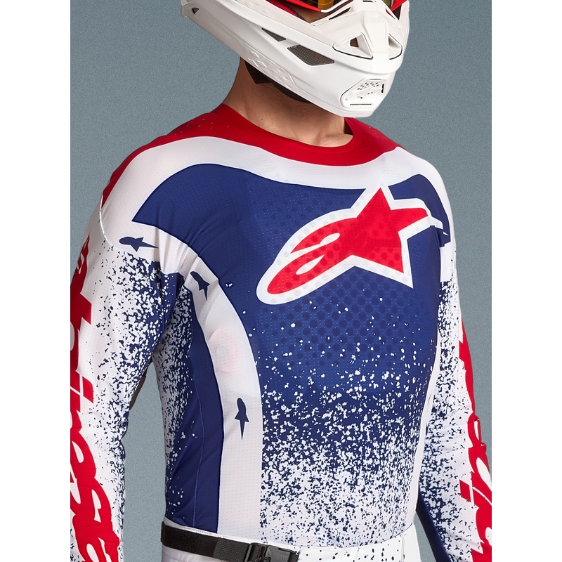 Koszulka motocrossowa Alpinestars Techstar w limitowanej edycji Unity w kolorze czerwono-biało-niebieskim