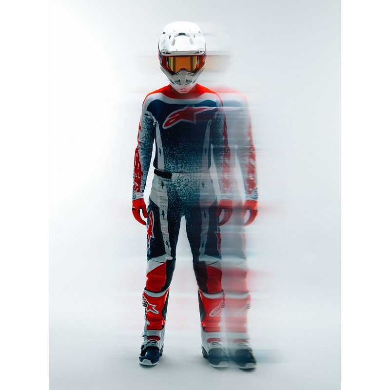 Spodnie motocrossowe Alpinestars Techstar Limited Edition Unity w kolorze czerwono-biało-niebieskim