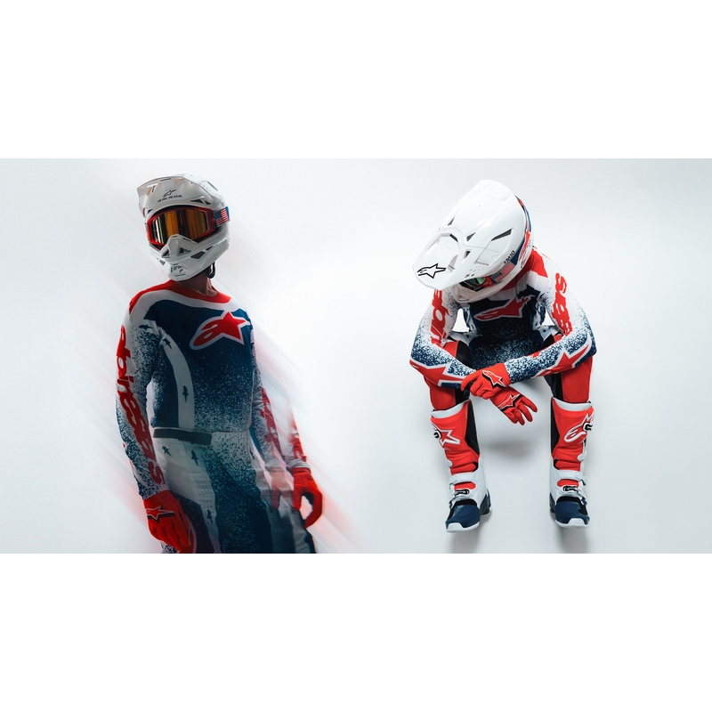 Spodnie motocrossowe Alpinestars Techstar Limited Edition Unity w kolorze czerwono-biało-niebieskim