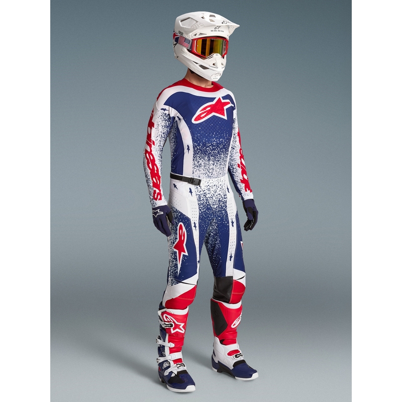 Spodnie motocrossowe Alpinestars Techstar Limited Edition Unity w kolorze czerwono-biało-niebieskim
