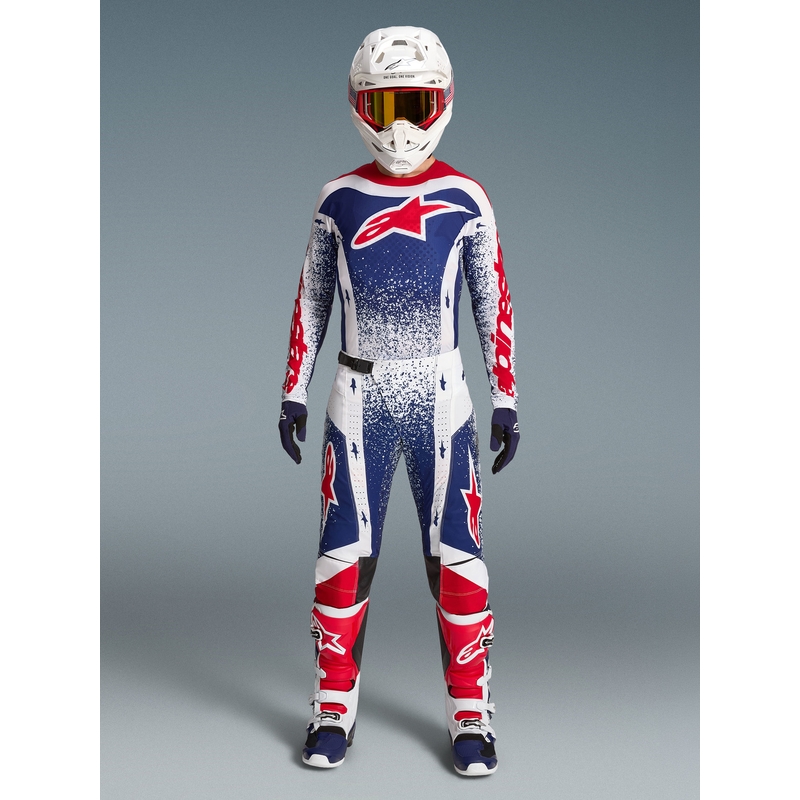 Spodnie motocrossowe Alpinestars Techstar Limited Edition Unity w kolorze czerwono-biało-niebieskim