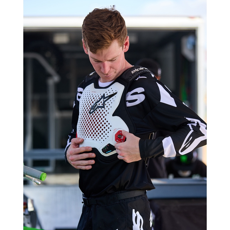 Kamizelka z poduszką powietrzną Alpinestars TECH-AIR®MX Plasma w kolorze biało-czarno-czerwonym