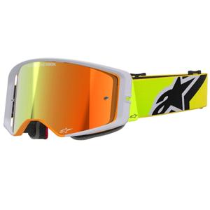 Gogle motocrossowe Alpinestars Supertech Corp w kolorze żółto-szarym z lustrzanymi czerwonymi soczewkami