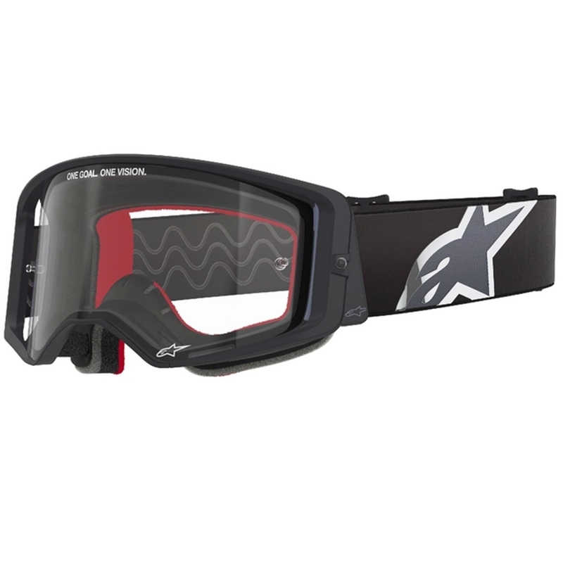 Gogle motocrossowe Alpinestars Supertech Corp w kolorze czarno-szarym z przezroczystymi soczewkami
