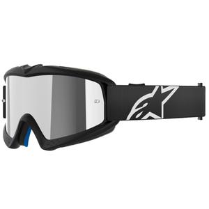 Dziecięce gogle motocrossowe Alpinestars Vision Youth Corp w kolorze czarnym z lustrzanymi srebrnymi soczewkami
