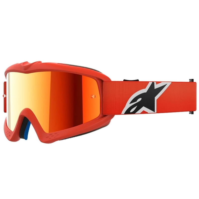 Dziecięce gogle motocrossowe Alpinestars Vision Youth Corp w kolorze pomarańczowym z lustrzanymi czerwonymi soczewkami