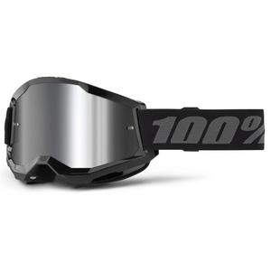 Gogle motocrossowe 100% STRATA 2 New czarne (srebrne pleksi)