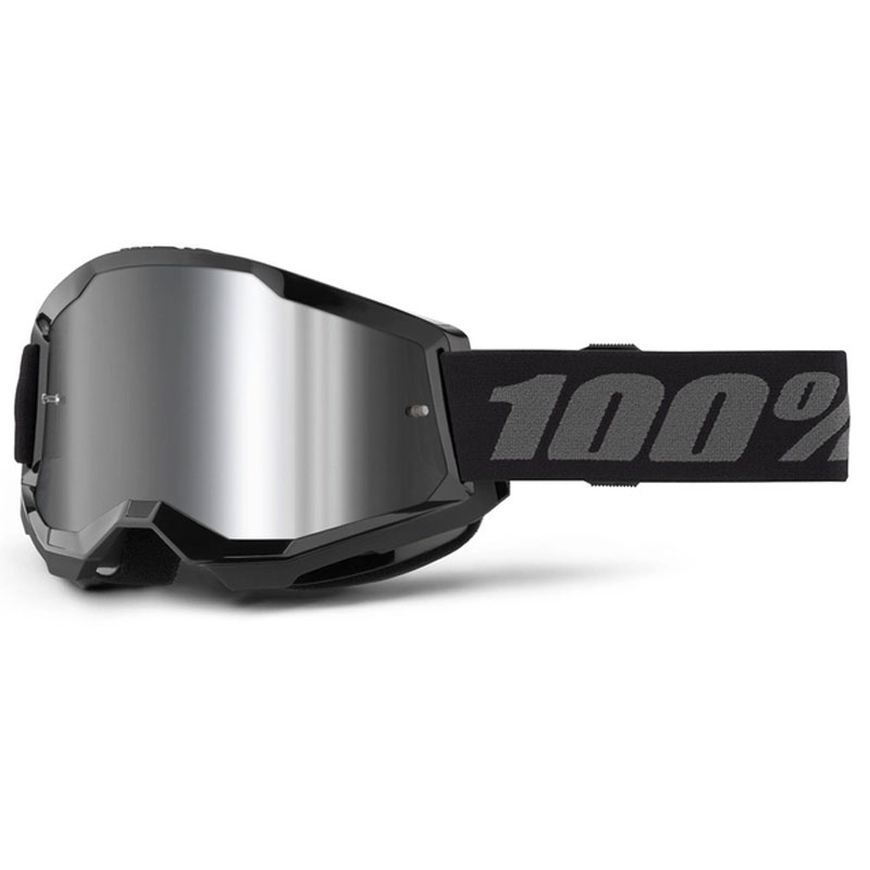 Gogle motocrossowe 100% STRATA 2 New czarne (srebrne pleksi)