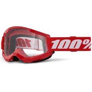 Gogle motocrossowe 100% STRATA 2 New Red (przezroczysta pleksiglas)
