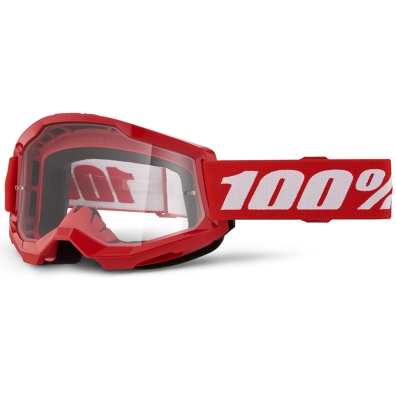 Gogle motocrossowe 100% STRATA 2 New Red (przezroczysta pleksiglas)