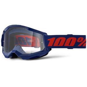 Gogle motocrossowe 100% STRATA 2 New ciemnoniebieskie (przezroczyste pleksi)