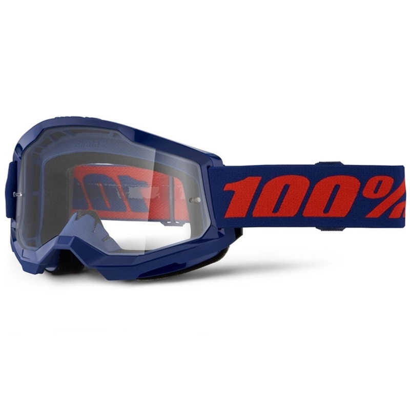 Gogle motocrossowe 100% STRATA 2 New ciemnoniebieskie (przezroczyste pleksi)