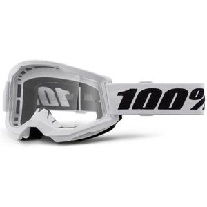 Gogle motocrossowe 100% STRATA 2 Nowe białe (przezroczyste pleksi)