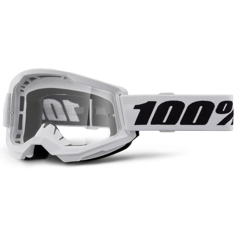 Gogle motocrossowe 100% STRATA 2 Nowe białe (przezroczyste pleksi)