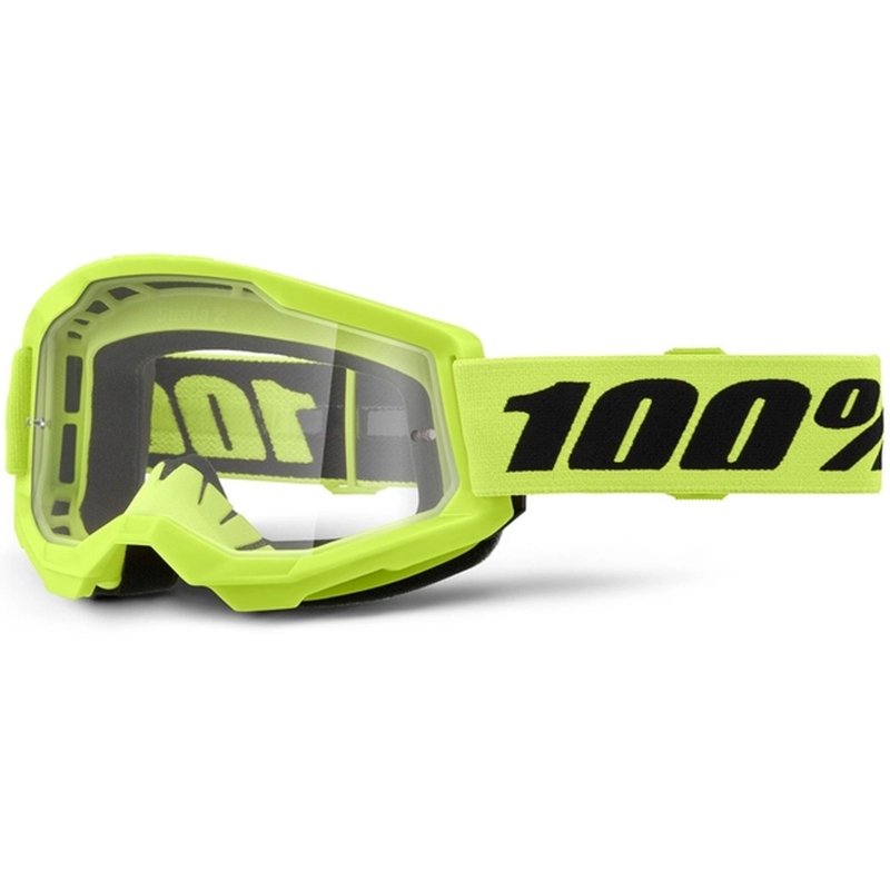 Gogle motocrossowe 100% STRATA 2 New fluo yellow (przezroczyste pleksi)
