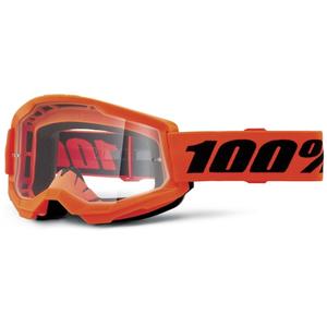 Gogle motocrossowe Strata 2 New pomarańczowe (przezroczyste pleksi)