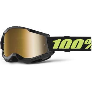 Gogle motocrossowe 100% STRATA 2 New Solar czarne (złota pleksi)
