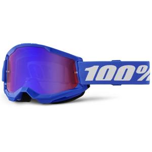 Gogle motocrossowe 100% STRATA 2 New niebieskie (plexi czerwono-niebieska)