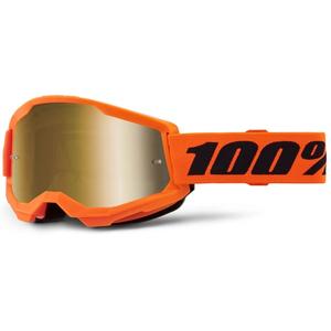 Gogle motocrossowe 100% STRATA 2 New pomarańczowe (złota pleksi)