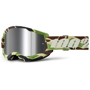 Gogle motocrossowe 100% STRATA 2 New War Camo zielone (srebrne pleksi)