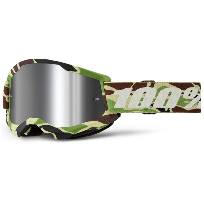 Gogle motocrossowe 100% STRATA 2 New War Camo zielone (srebrne pleksi)