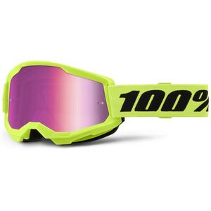 Gogle motocrossowe 100% STRATA 2 New fluo yellow (różowe pleksi)