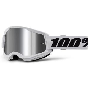 Gogle motocrossowe 100% STRATA 2 New białe (srebrne pleksi)