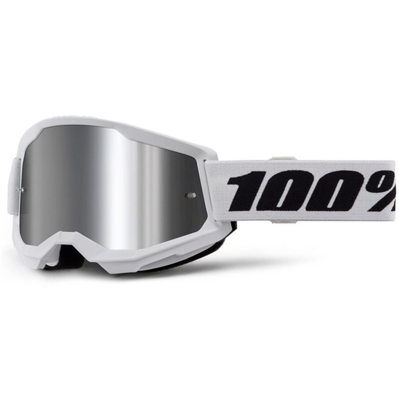 Gogle motocrossowe 100% STRATA 2 New białe (srebrne pleksi)