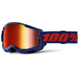 Gogle motocrossowe 100% STRATA 2 Nowe niebieskie (czerwona pleksi)