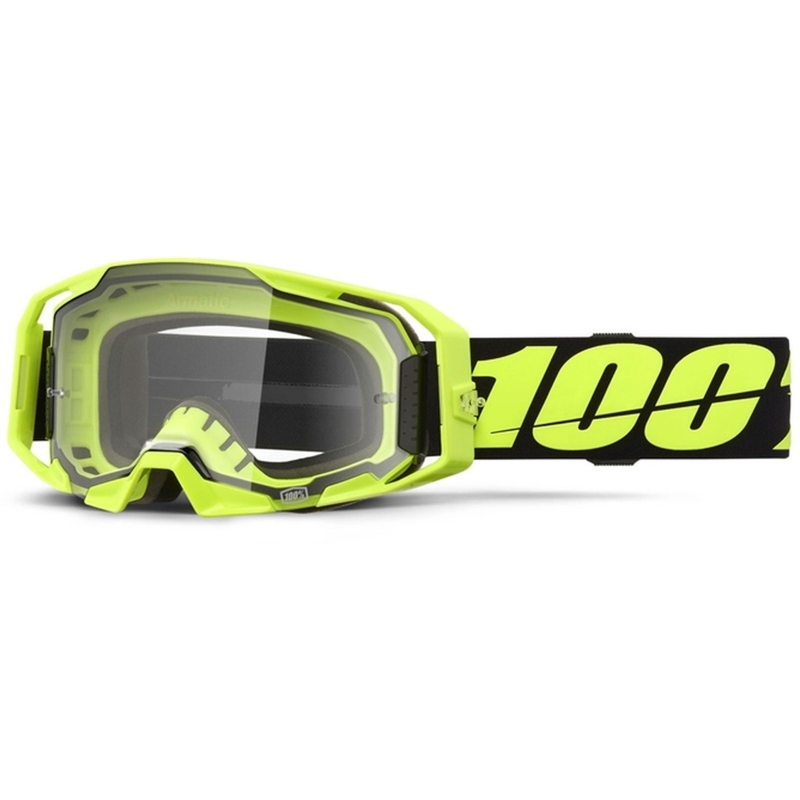 Gogle motocrossowe 100% ARmatic Neon Yellow z przezroczystą plexi