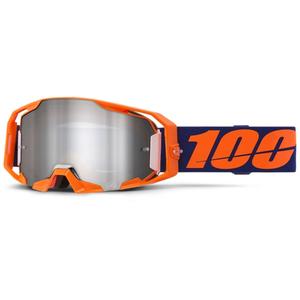 Gogle motocrossowe 100% ARmatic Neon Orange ze srebrną lustrzaną plexi