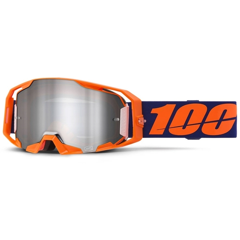 Gogle motocrossowe 100% ARmatic Neon Orange ze srebrną lustrzaną plexi