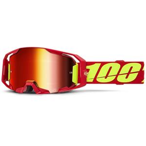 Gogle motocrossowe 100% ARmatic czerwone z czerwoną plexi