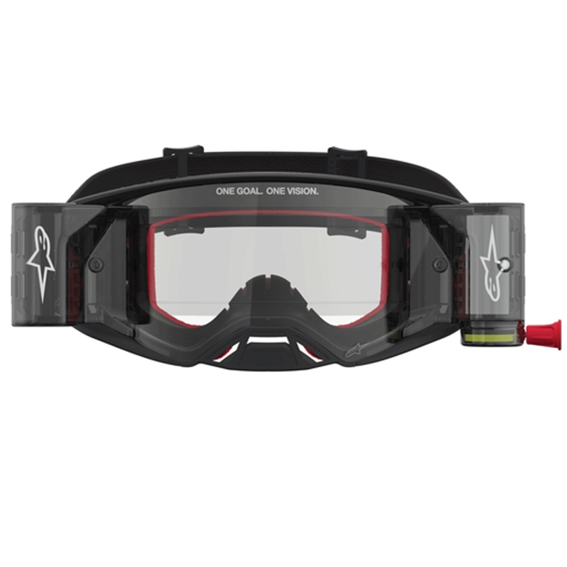 Gogle motocrossowe Alpinestars Supertech ROLL-OFF czarno-srebrne z przezroczystym pleksiglasem