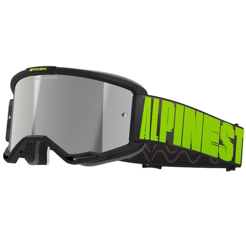 Gogle motocrossowe Alpinestars Vision 5 Puste szaro-fluo żółte z lustrzaną srebrną pleksi