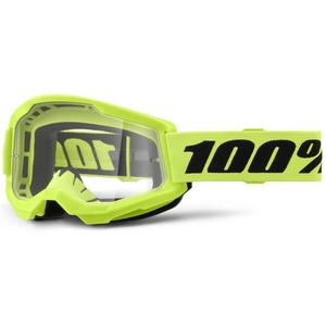 Gogle motocrossowe dziecięce 100% STRATA 2 neonowożółte (plexi przezroczysta)