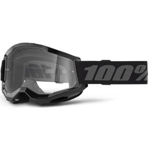 Dziecięce gogle motocrossowe 100% STRATA 2 czarne (przezroczysta pleksiglas)