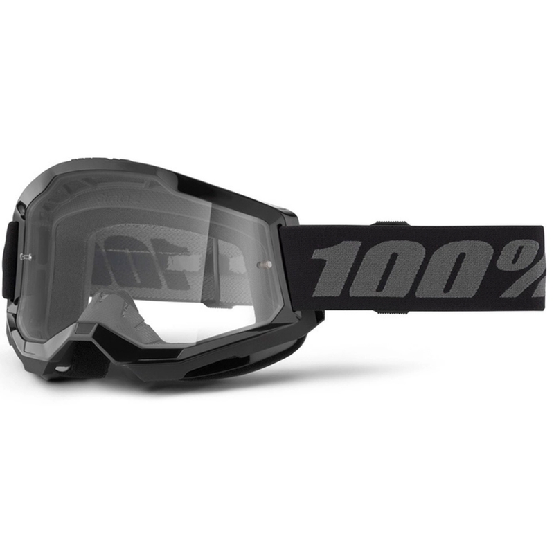 Dziecięce gogle motocrossowe 100% STRATA 2 czarne (przezroczysta pleksiglas)
