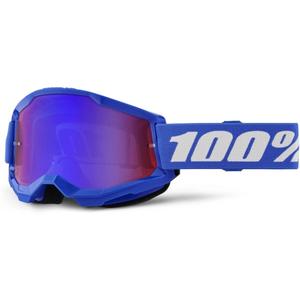 Dziecięce gogle motocrossowe 100% STRATA 2 Niebieskie czerwono-niebieskie plexi