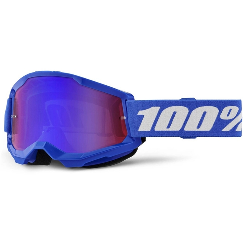 Dziecięce gogle motocrossowe 100% STRATA 2 Niebieskie czerwono-niebieskie plexi