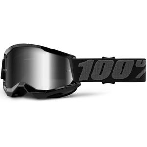Dziecięce gogle motocrossowe 100% STRATA 2 black (silver mirrored plexi)