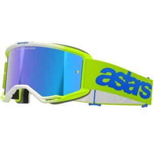 Gogle motocrossowe Alpinestars Vision 5 Blaze fluo żółto-niebieskie z lustrzaną niebieską pleksi